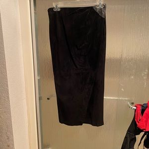 Kander wrap suede midi skirt